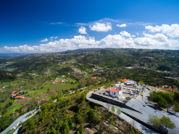 High angle shot of countryside landscape