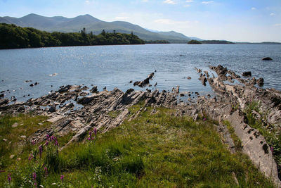Scenic view of lake against sky