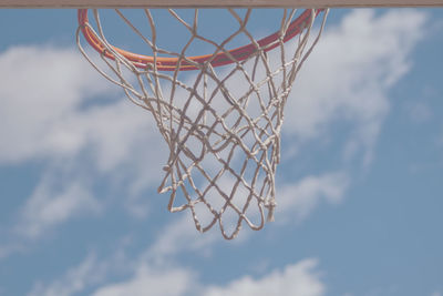 Low angle view of basketball hoop against sky