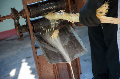 Man working at fish