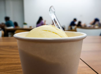 Close-up of dessert on table
