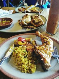 Close-up of food served in plate