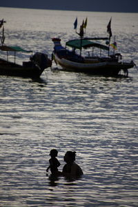 Man rowing boat in river