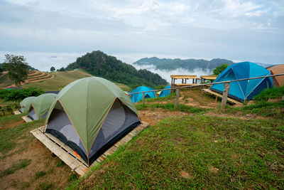 Camping area view see mist sri nan national park doi samer dao nan province thailand