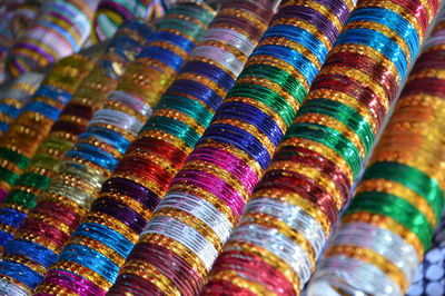 Full frame shot of multi colored bangles
