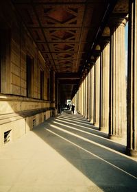 Columns at passage in historic building