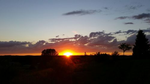 Silhouette of landscape at sunset