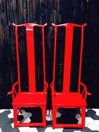 Close-up of red chair