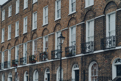 Row of georgian houses on a street in islington, london, uk, on an autumn day.