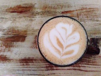 Directly above shot of cappuccino on table