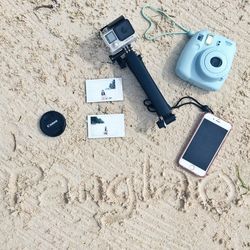 Reflection of camera on sand