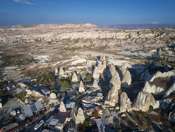 A mushroom rocks or fairy chimneys at  goreme, turkey. cappadocia. unesco world heritage site.