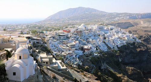 High angle view of townscape against sky