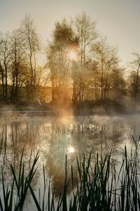 Sunset over lake