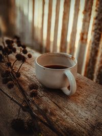 Close-up of coffee on table