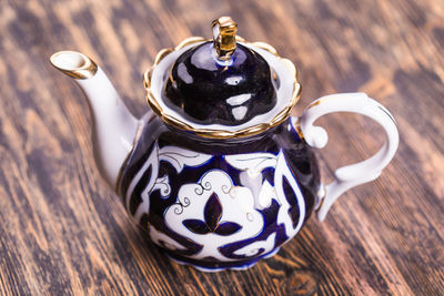 Close-up of tea cup on table