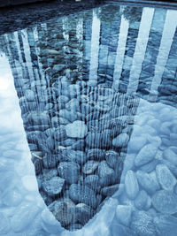 Close-up of ice crystals on sea shore