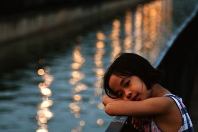 Beautiful young woman in lake