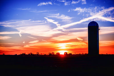 Scenic view of silhouette landscape against sky during sunset