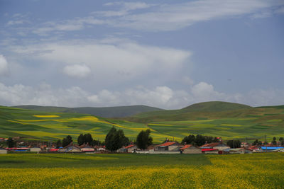 Built structures on countryside landscape