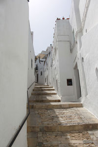 Low angle view of narrow alley amidst buildings