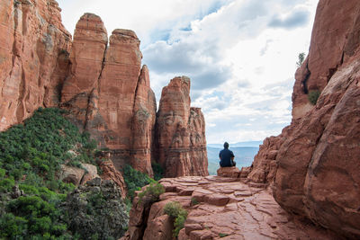 Low angle view of rock formations