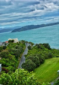 Scenic view of sea against cloudy sky