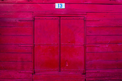 Full frame shot of closed red door