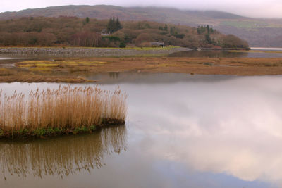 Scenic view of lake against sky