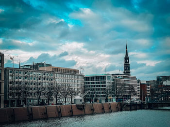 Buildings in city against sky