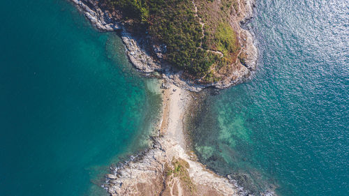 High angle view of surf on beach