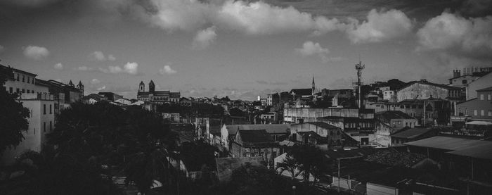 High angle view of townscape against sky