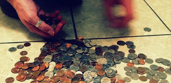 Close-up high angle view of hands