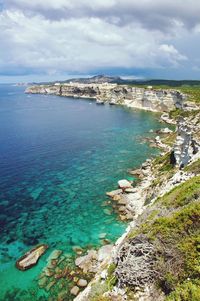 High angle view of sea against sky