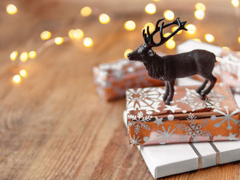 Close-up of an animal representation on table