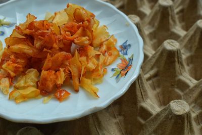 High angle view of meal served in plate