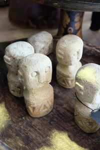 High angle view of eggs on table