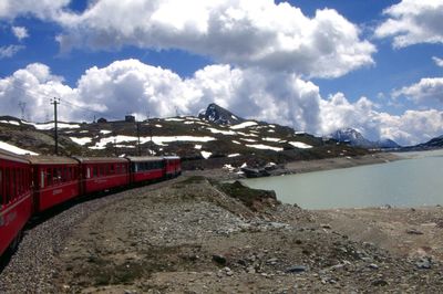Clouds over mountain range