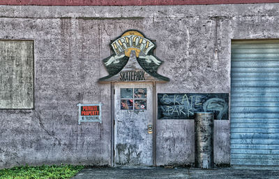 Closed door of old building