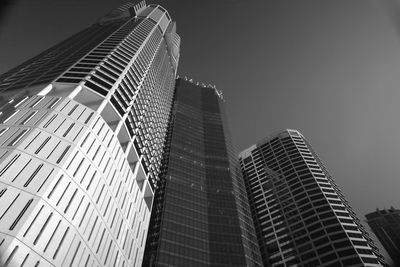 Low angle view of modern buildings against sky