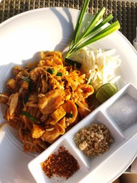 High angle view of food in plate