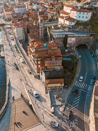 High angle view of city street