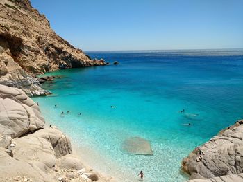 Scenic view of sea against clear sky