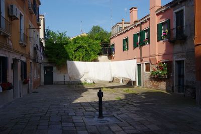 Narrow alley along buildings