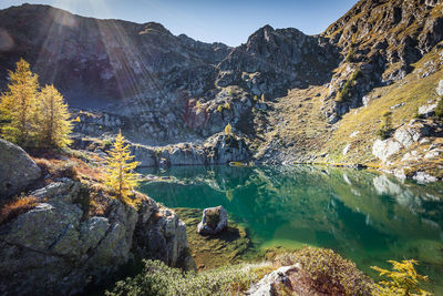 Scenic view of lake against mountains