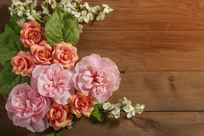 High angle view of rose bouquet