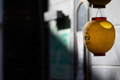 Close-up of chinese lantern hanging outdoors