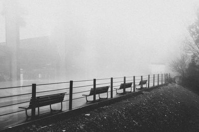 Scenic view of fog against sky
