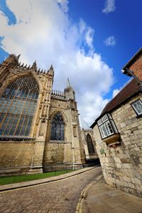 Low angle view of historic building against sky