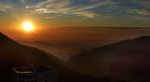 Scenic view of landscape against sky during sunset